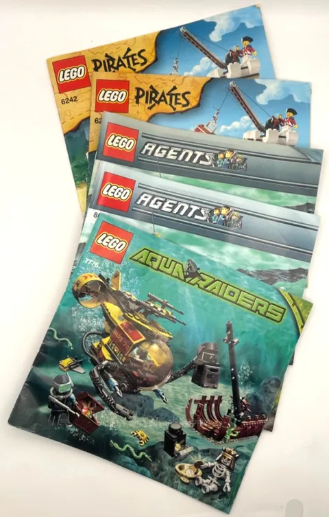 LEGO Instruction Manual Lot 5 Pirates 6242 Agents 8636 Aqua Raiders 7776