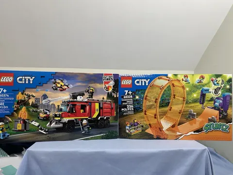 LEGO CITY 2X LOT: Fire Command Truck 60374 & 60388 STUNTZ Chimpanzee Smash Loop