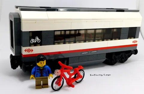 LEGO High Speed Train Waggon Car Carriage w/ Male Passenger & Red Bicycle 60051
