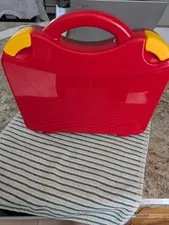 Lego Red Carrying Case Hard Plastic Latching Storage Box with Dividers 11x10x3