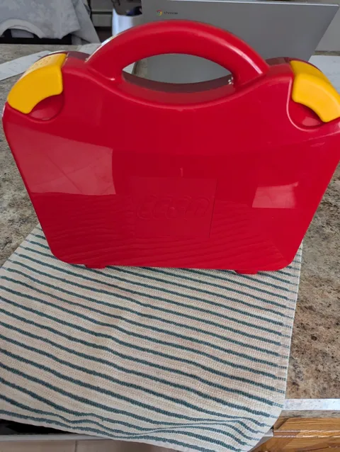 Lego Red Carrying Case Hard Plastic Latching Storage Box with Dividers 11x10x3