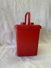 Vintage Lego Bucket 1987 Storage Container Red BUCKET ONLY w Lid Bin NO BRICKS