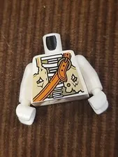 Lego New White Minifigure Torso Skeleton Pirate Tan and Dark Tan Tattered Vest