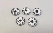 LEGO Star Wars Galactic Republic Logo 1x1 Round Tile Pattern Part Lot Of 5