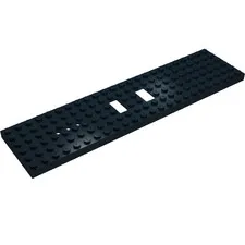 LEGO Part 6584 - Black Vehicle Base, Train 6 x 24 with Two 1 x 2 Cutouts and 3 R