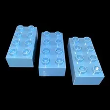 lot of 3 light blue Duplo bricks - 2X4 - combined shipping (BLUE45)
