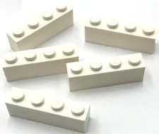 Lego 5 New White Bricks Building Blocks 1 x 4 Parts