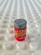 LEGO Brick, Round 1 x 1 with Black, Yellow and White 'BUZZ COLA'  3062pb044