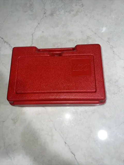 Vintage LEGO Red Plastic Carry Case Storage Box Handle Made in USA 10.5 Inch