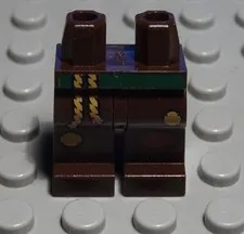 Lego figure accessories legs pants dark brown with decor