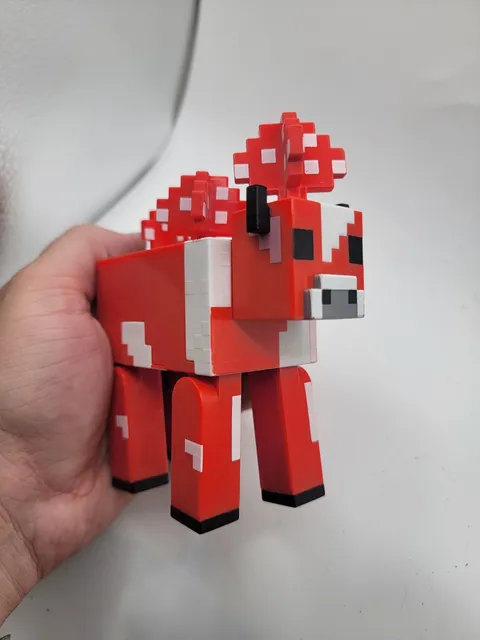 Minecraft Mooshroom Cow Action Figure - Red & White Plastic Animal Character Toy