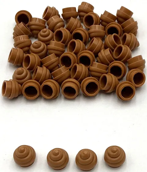 Lego 50 New Medium Nougat Plates Round 1 x 1 with Horizontal Swirl / Twist Parts