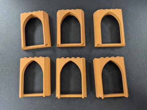 LEGO NEW 6x #35565- Medium Nougat Panel 2 x 6 x 6 with Pointed Arch MOC Lot