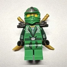 LEGO NINJAGO Lloyd Green Ninja Minifigure w/ Hood Mask & 2 Swords