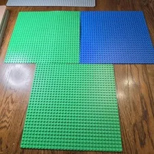Lego Baseplate 32x32 Blue & Green Lot Of 3