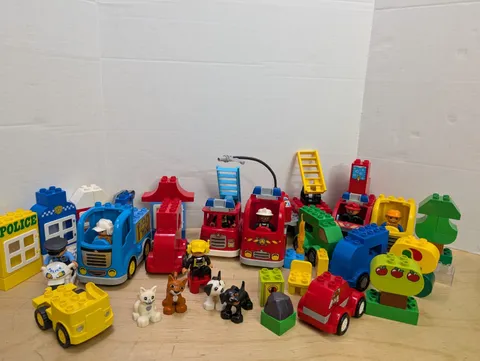 Lego Duplo Bundle Fire Construction Trucks Cars  Firefighters  Workers Pets 