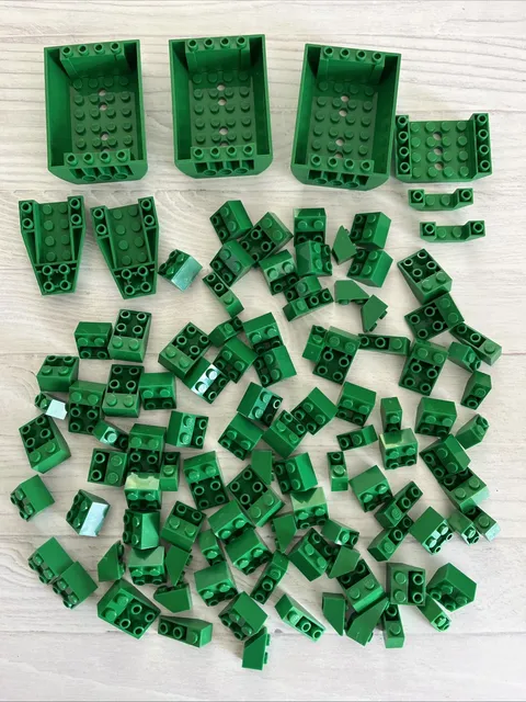 LEGO LOT GREEN 103 PCS 2X2 3X2 INVERTED BRICK SLOPE HULL VARIETY BUILDING PIECES