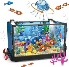 Aquarium Fish Tank Ideas Building Toy with LED Light Aquarium Clamp Blocks De...