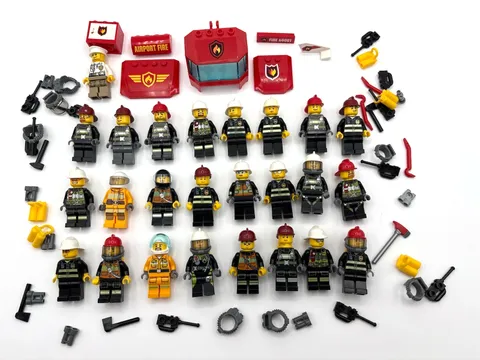 LEGO minifig lot of 25 Firemen Fire fighters First Responders accessories city
