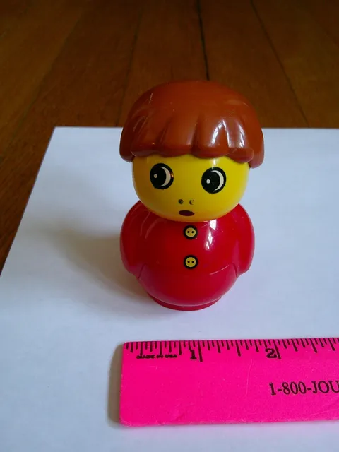 Vtg Lego Duplo Baby Primo 3” Figure Boy Red w Buttons #002 Chunky FREE SHIP