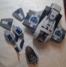 Par Lego Partial Build Quinjet Aerial Battle 6869 Used w/ Black Widow Minifigure