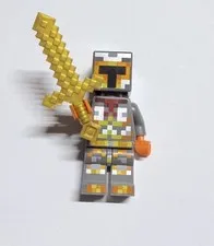 Lego Minifigures Minecraft Skin 1 Pre Built 853610 Retired Gray Armor Pixelated