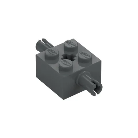 LEGO 40x Dark Bluish Gray Brick, Modified 2 x 2 with Pins and Axle Hole inv.608