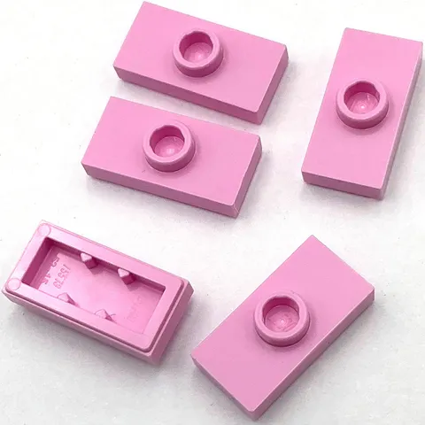 Lego 5 New Bright Pink Plates Modified 1 x 2 with 1 Stud with Jumper Parts