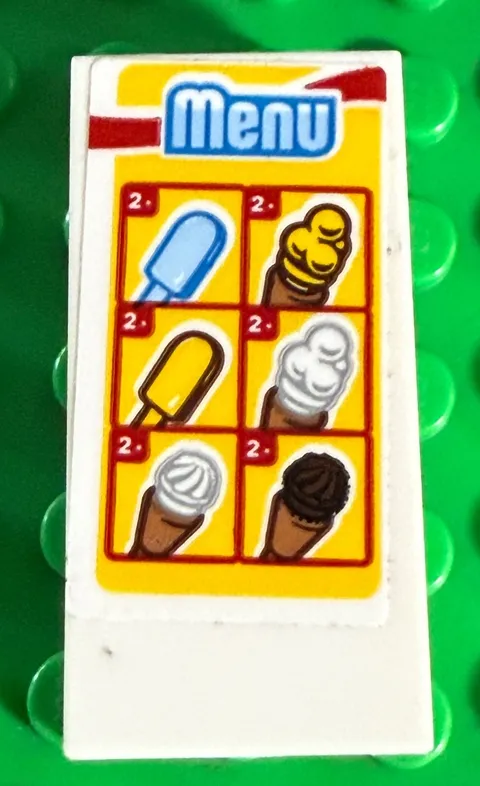 LEGO Tile 2 x 4 w Menu & Ice Creams Sticker Pattern Set 60253 Ice Cream Truck