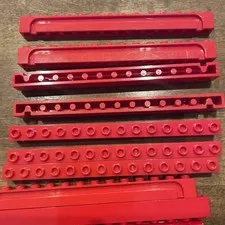 LEGO Lot of 10 City  4217 RED Brick  1x14 Grooved Firehouse Station Garage Door