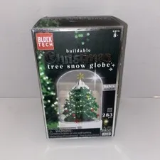 GREEN CHRISTMAS TREE SNOW GLOBE BlockTech LED Lighted Brick Set