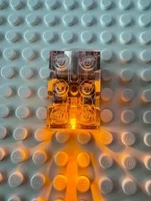 LEGO Electric, Light Brick 2x3x1 1/3 with Trans-Clear Top Glows Orange 54930c02