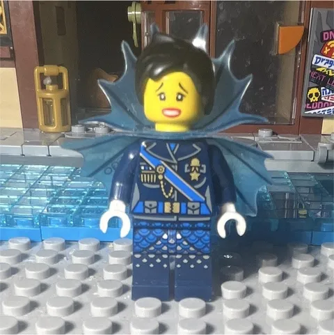 LEGO Minifigure Dark Blue Outfit w/ Trans-Light Blue Spiked Wing Collar Cape
