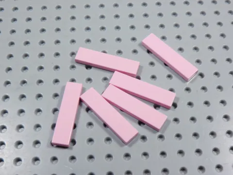 LEGO Lot of 6 Pink 1x4 Smooth Tiles Plates BN