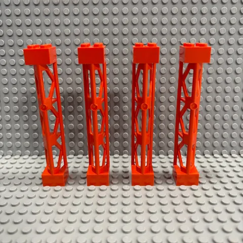 LEGO 95347 Support Girder Reddish Orange  2X2X10 - 3 Posts 3 Sections (Lot Of 4)