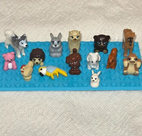 Genuine LEGO Animal Lot 14 Dog Husky Rabbit Bear Parrot Sloth Mixed Figures