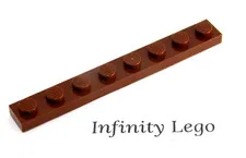 12 LEGO Reddish Brown Plates 1 x 8 (3460) - (12 Pieces)