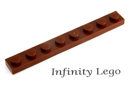 12 LEGO Reddish Brown Plates 1 x 8 (3460) - (12 Pieces)