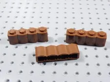 LEGO Lot of 3 Reddish Brown 1x4 Modified Log Bricks BN