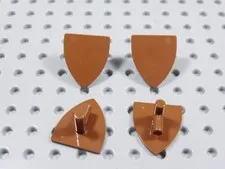 LEGO Lot of 4 Reddish Brown Plain Blank Triangular Shield Armor Minifig BJ