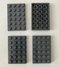 LEGO 4x NEW Pieces Plate 4x6 DARK BLUISH GRAY #3032