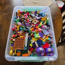 Lego Loose Lot With Minifigures 15 Qt Container Full