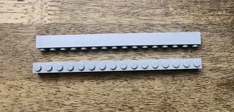 LEGO Light Bluish Gray 1 X 16 Brick. QTY 2. Part No. 2465.