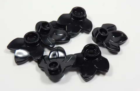 LEGO Lot of 6 Black Plant Plates w/ 3 Leaves Minifig I2