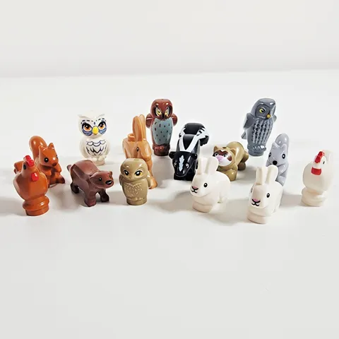 Lego Animal Minifigure Lot of 14 Skunk Owl Squirrel Rabbit Chicken