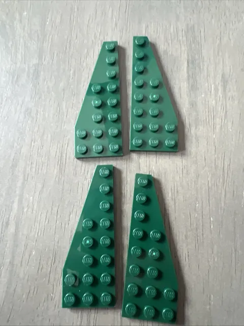 LEGO 50305 50304 Dark Green Wedge Plate 8x3 Pentagonal Left Right 2 Pair 4 Piece