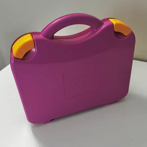 Lego Bricks Storage Carrying Hard Case Box Adjustable Dividers Pink 11”x11”x2.5”