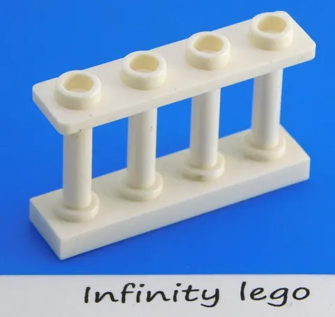 8 LEGO White Fence Spindled 1 x 4 x 2 with 4 Top Studs Bars (15332) - 8 Pieces