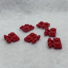 LEGO 2540 Red Plate, Modified 1 x 2 with Bar Handle on Side - Free Ends (x6)