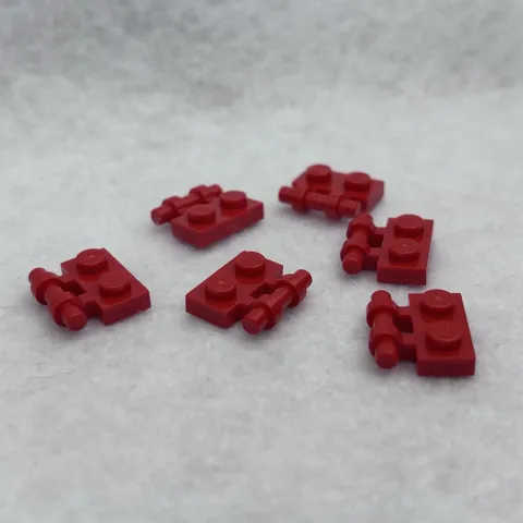 LEGO 2540 Red Plate, Modified 1 x 2 with Bar Handle on Side - Free Ends (x6)